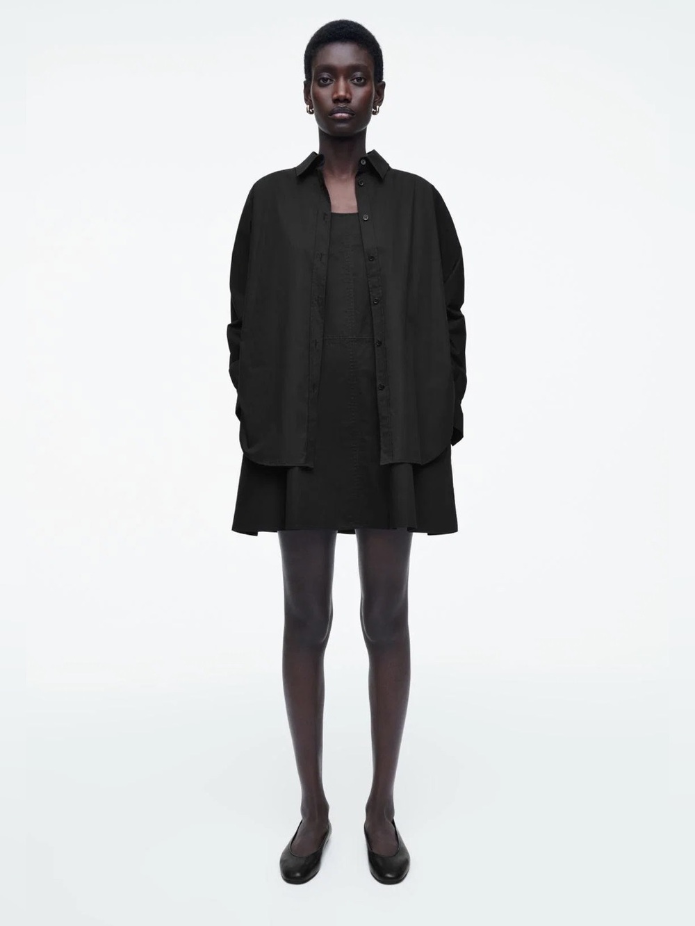 COS LAYERED TRAPEZE SHIRT DRESS